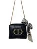 DIOR Black Cosmetic Makeup Pouch, Bonus Silk‑Scarf Bow & Gold Chain Strap, DIY Convertible Women Crossbody Shoulder Bag