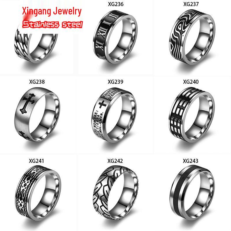 Men's Rotating Cross Titanium Steel Ring - European & American Style Stainless Steel Jewelry