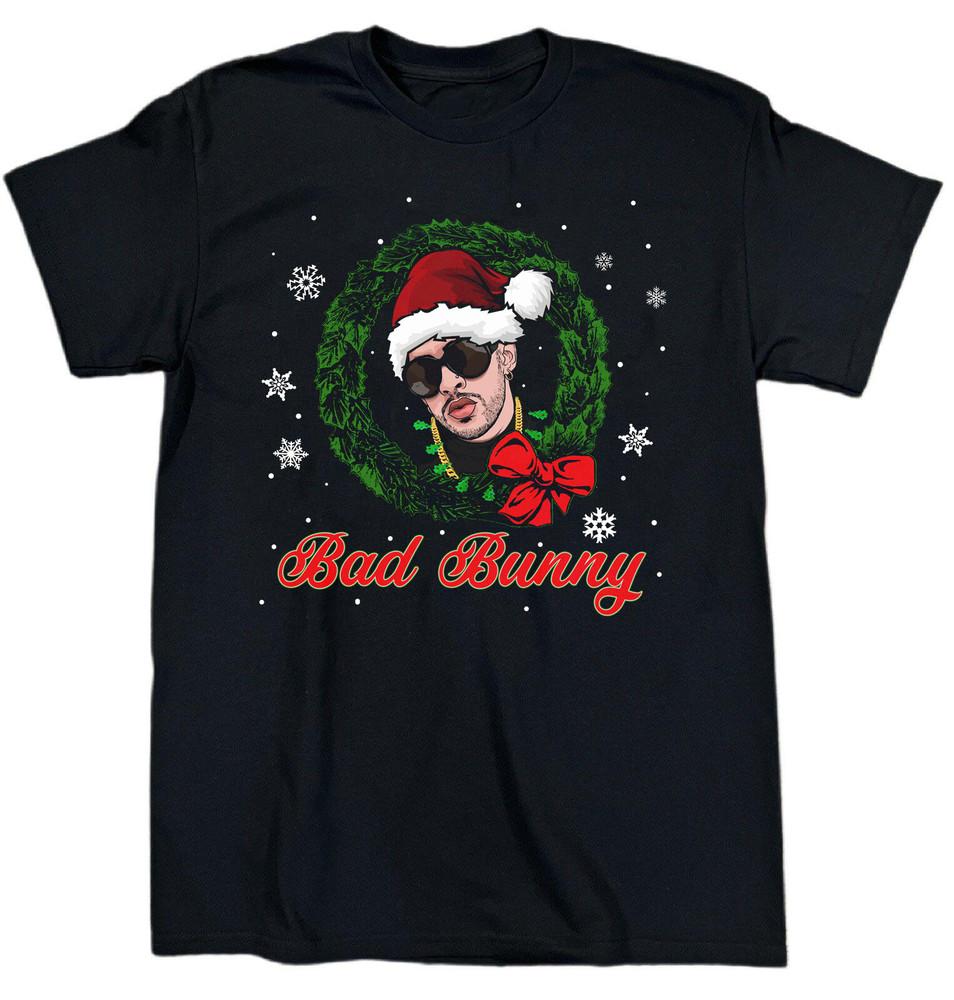 Hot! Bad Bunny Merry Christmas Heavy Cotton Black S-5XL T Shirt C309 Unisex T-Shirt
