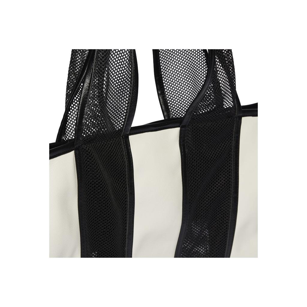Adidas Originals Striped Zipper Closure Polyurethane Tote Bag Unisex Bags Black White IJ5992
