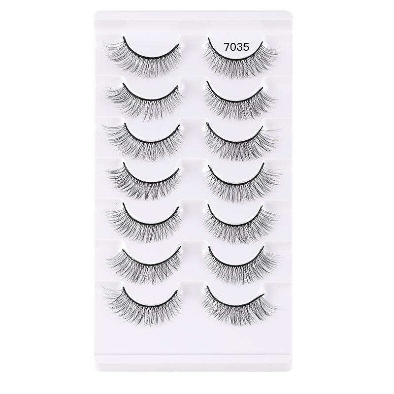 7 Pairs Of Chemical Fiber False Eyelashes Simulation Curled Thick Short Eyelashes