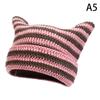 Japanese Streetwear Harajuku Beanie Little Devil Striped Knitted Hat Women Girls Autumn Winter Cute Cat Ears Cap