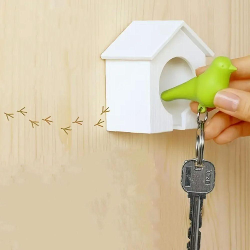 Wall Mounted Sparrow Key Holder Birdhouse Shape Key Hanger Fashion Sparrow House Keychain  Keys