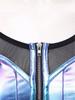 Dames Punk Stijl Crop Tanktop Metaalachtig Glanzend Doorzichtig Mesh Patchwork Verstelbare Bandjes Rits aan de Voorkant Cutout Vest