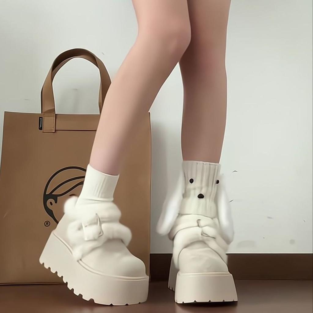 Thick-soled outer wear Birkenstocks increase in height in winter, keep warm and look good, cotton shoes for women in the snow
