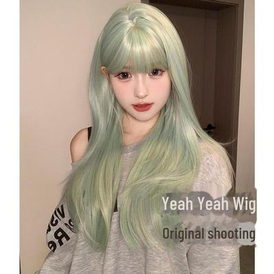 Yeye New Style Green Long Curly Wig - Natural, Realistic Full Coverage for Daily Wear