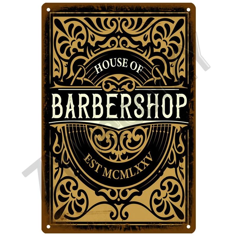 Barber Shop Plaque Metal Sign Vintage For Door Tin Sign Home Interior Paintings Mancave Wall Posters Room Decoration Decor Art