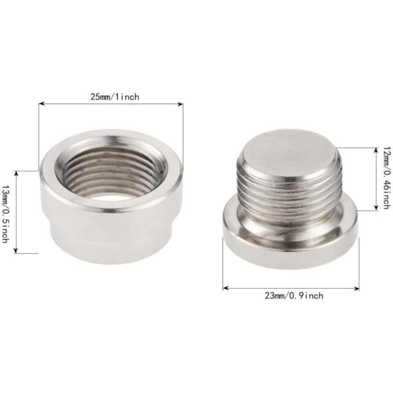 2Pcs Universal M18 X 1.5 O2 Oxygen Sensor Stepped Mounting Boss Nut Bung