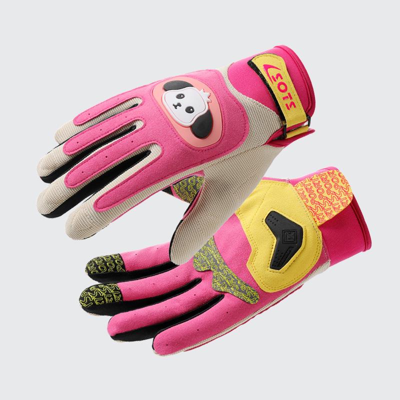 Kids' Outdoor Motorcycle Gloves - Non-slip, Shock-Absorbing, Wear-Resistant, Touchscreen, Colorful Macaron Design