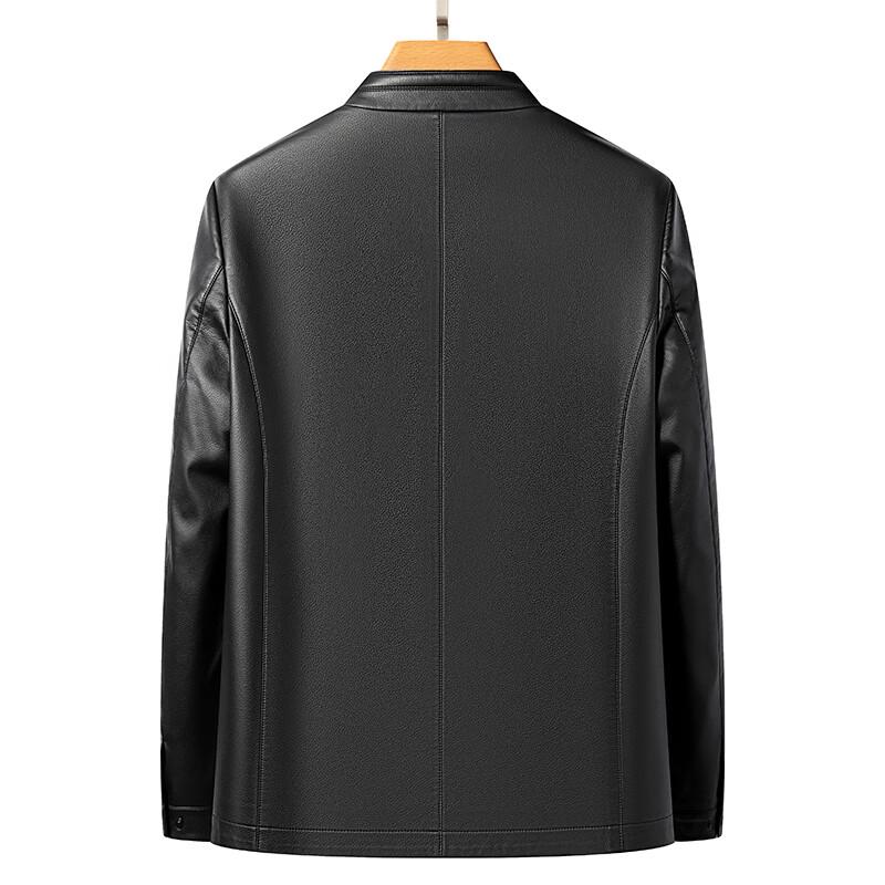 Yalu Herren Slim Fit Stehkragen Gefütterte Lederjacke