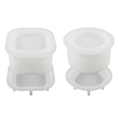 Molde de silicone para copo de cimento, perfeito para artesanato de resina de cristal e suporte de vela de cera - Design de espelho inovador