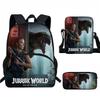 Kids Dinosaur Backpack Set Elementary School Oxford Fabric Ergonomic Back Support Breathable Lightweight 3-Piece Kit