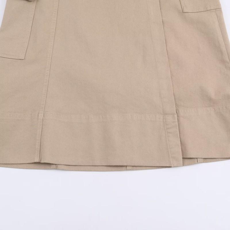 Womens Winter Fashion Belted Cargo Midi Skirt Solid Color Straight Fit Street Style