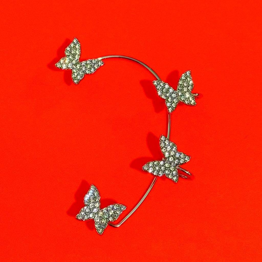 Diamond Butterfly Ear Hooks - No Piercing Ear Clips, Sweet and Fashionable Earrings for Commuting, Celeb Style