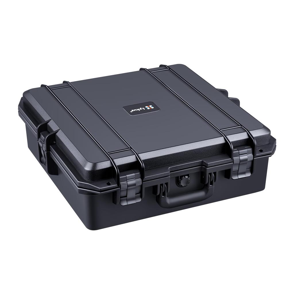 Lykus Vanntett hard koffert rutenett skåret svamp Innvendig cm Egnet for HC-4611 Innebygd størrelse 45,5x45,5x16,5 kameraer, droner, bærbare datamaskiner osv.