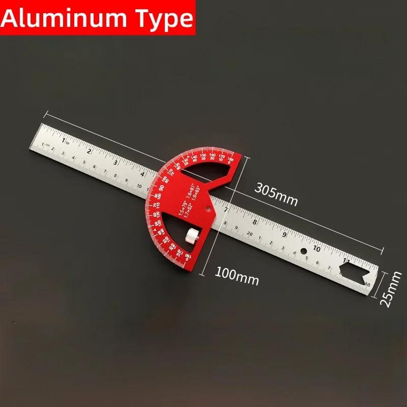 8/12Inch 180° Protractor Aluminum Alloy / Plastic Angle Finder Angle Ruler Woodworking Tools Measuring Ruler Meter Goniometer