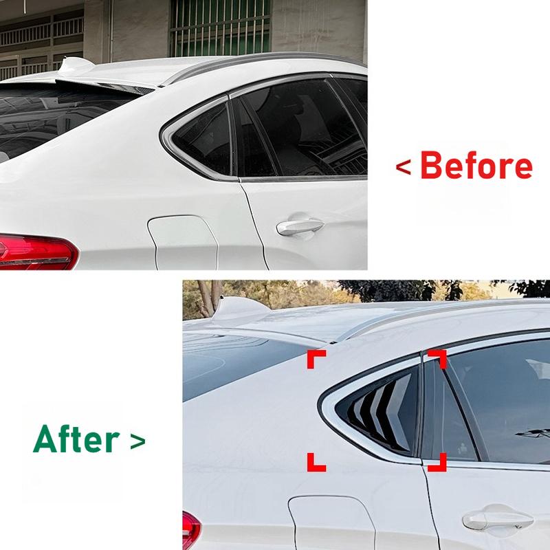 Car Rear Window Louvers Sticker For BMW X6 F16 2015- Rear Triangle Window Shade Spoiler Decoration Accessories