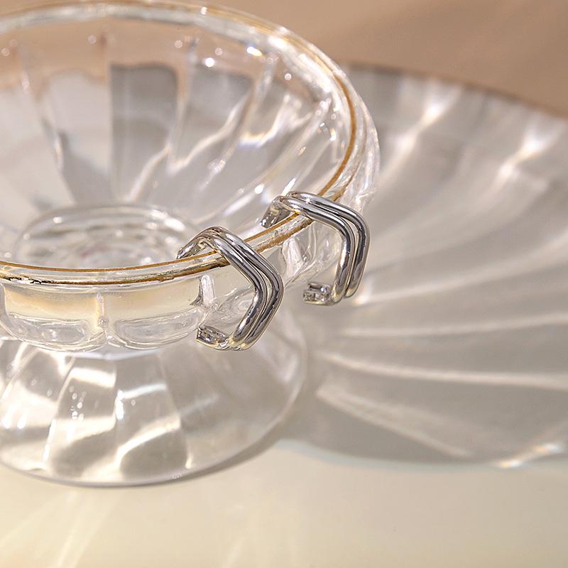 Geometric Irregular Stud Earrings, Niche Simple Cold Wind Earrings, Quadrilateral Open Earrings