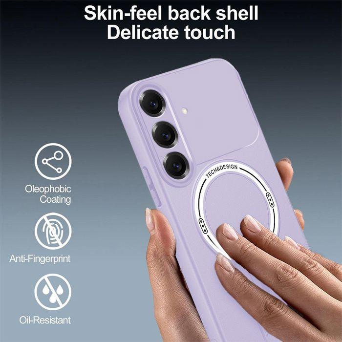 Coque pour Samsung Galaxy S26 Plus, Protection Silicone avec Support et Cercle Magnétique - Violet