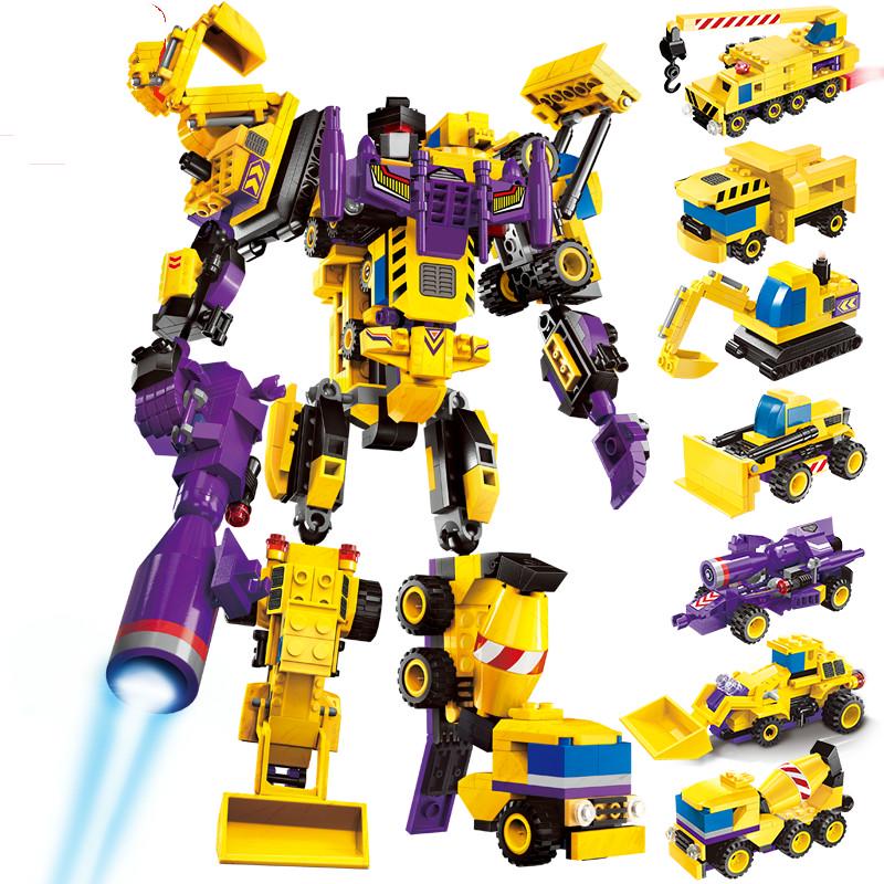 DIY Assembling 267PCS Transforming Robot Car Building Bricks Puzzles Kits