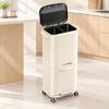 Tiered Kitchen Waste Bin with Pullout Drawer OdorReducing Rolling TwopartCompartment Trash Can