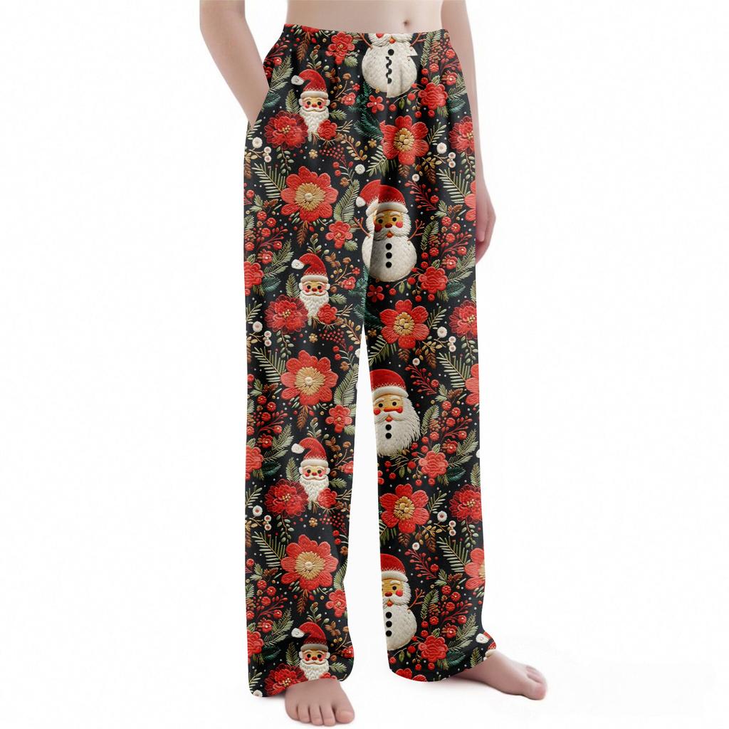 Dětské vánoční kalhoty s potiskem plyšové ležérní kalhoty