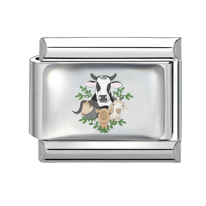 New Fashion Eid Al-Adha Series Sheep Cow Module Italian Links Charm Fit 9mm Stainless Steel Modular Bracelet Jewelry Making Gift
