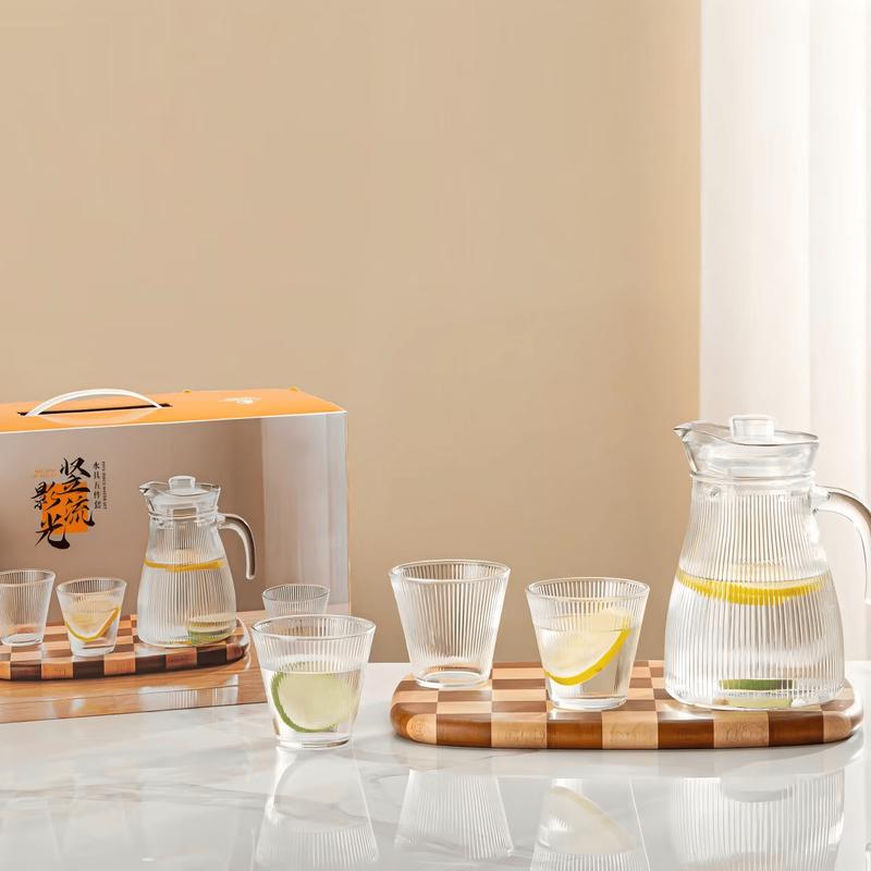 LOVWISH 5-Piece Vertical Stripe Glass Water Set
