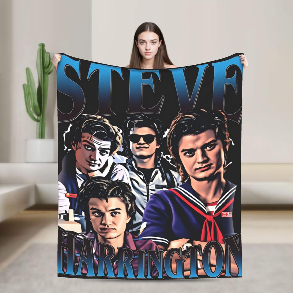Steve Harrington Blankets Soft Funny Plush Throw Blanket For Kids Bedroom Flannel Bedspread Bed Cover