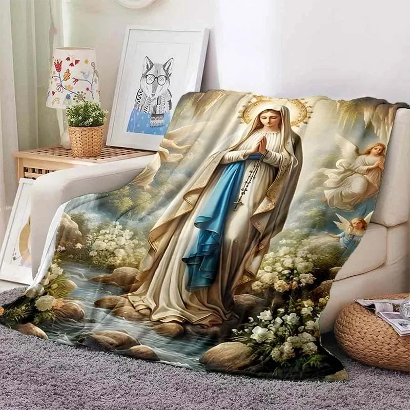 6 Size Merciful Jesus Christian God Flannel Art Blanket Throw Sofa Bed Cover Four Season Soft Fluffy Quilt Blanket Flannel Throw
