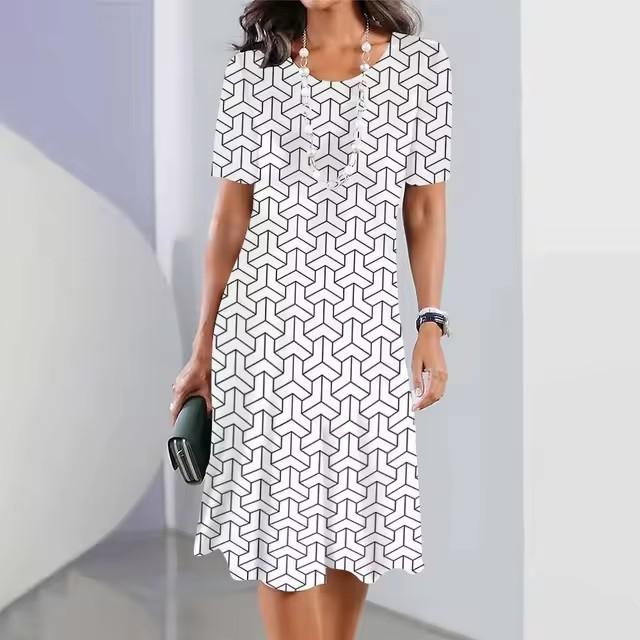women 3d print short sleeve midi dress plus size holiday beach dresses