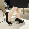 Fashion Elegant High Heels Metal Decorated Pointed Toe Mid Stylish with temperament Heel Single Shoes Women Comfortable Breathable