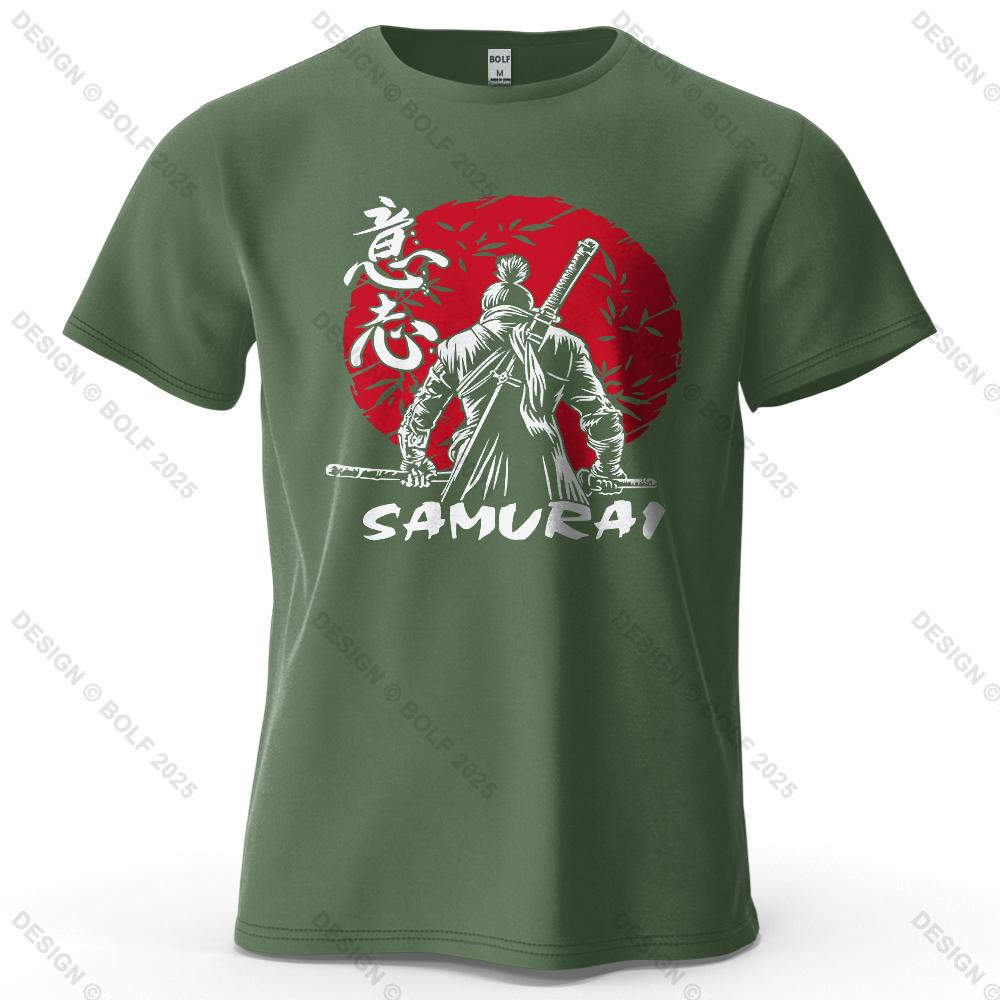 Samurai Will Vintage Printed Men's T-Shirt 100% Cotton Oversized Determined Graphic Tees for Women Tops Tees Casual Streetwear