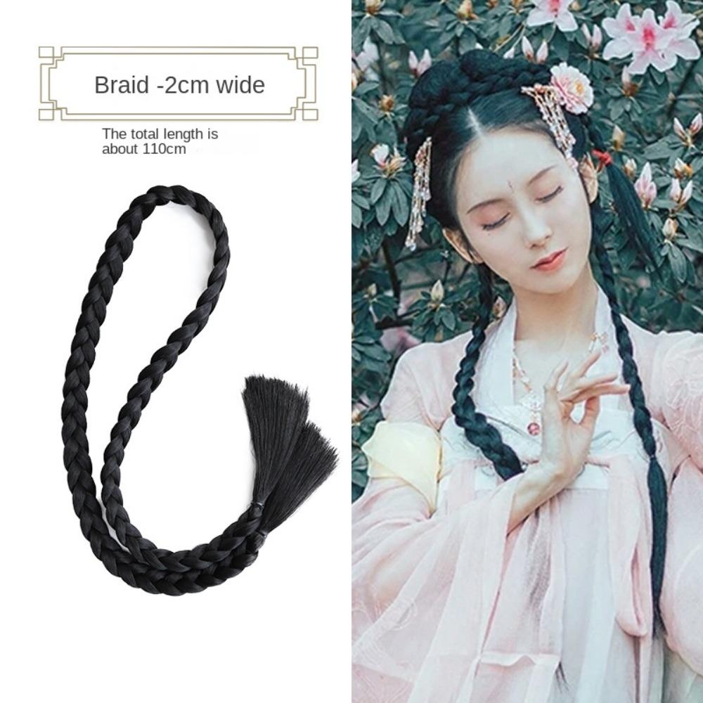 Vintage Headwear Braided Hair Rope Hanfu Cosplay Hair Pieces Long Braided Hair Twist Braid Wig