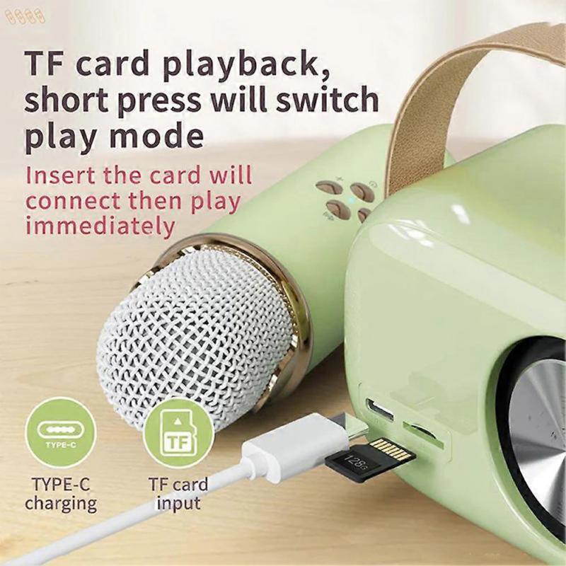 Kinder Karaoke Maschine mit Mikrofon, Tragbarer Bluetooth Lautsprecher Kabelloser Subwoofer für Kinder Geburtstag Weihnachtsgeschenk