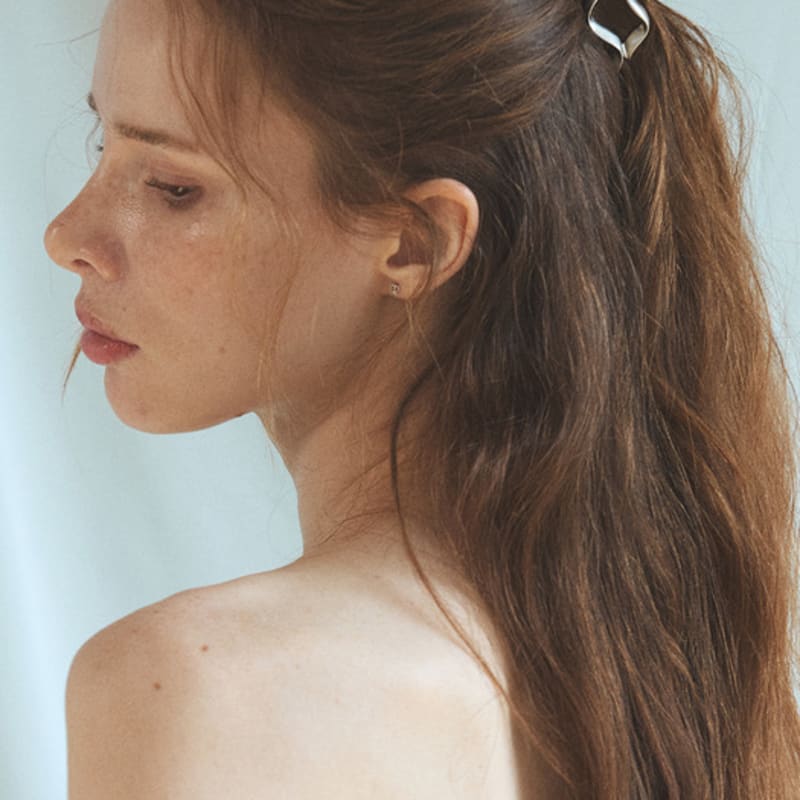 

Ssecondo Mini pearl crumpled ribbon hair claw clip_6 colors Dark grey