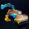 LED Transparent Gear Car Toy Light Music Light Up Excavator Toy  Toddlers  Kids