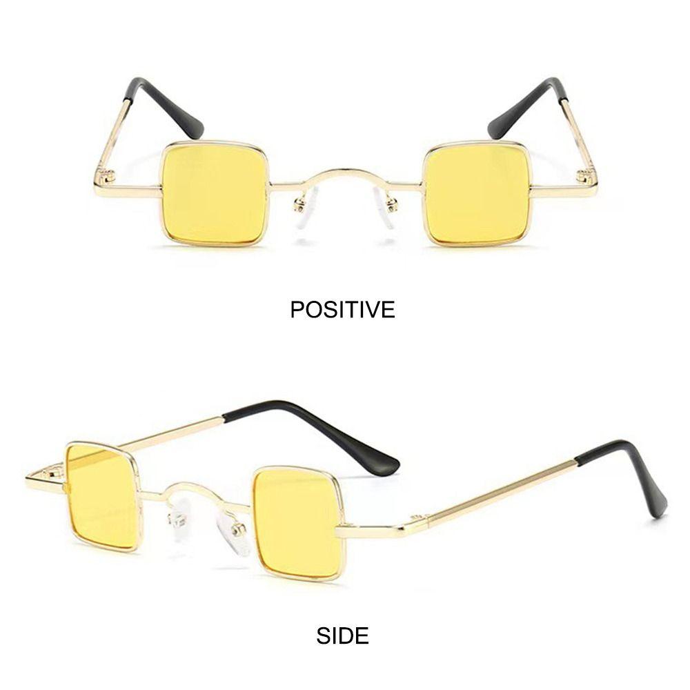 Metal Frame Small Square Sunglasses Candy Color Mini Sunglasses Hip Hop Shades  for Women & Men
