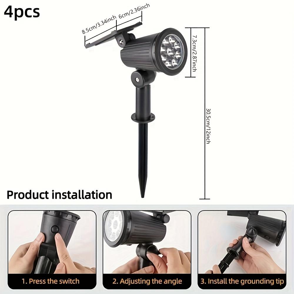 Solar Spot Lights Outdoor 4 Pack 9 LEDs Solar Wall Lamp IP65 Waterproof Solar Spotlight for Backyard/Patio Landscape/Tree/Garage