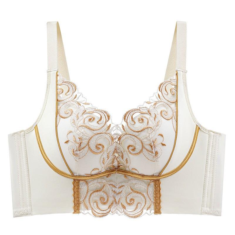 Underwear Women's Mesh Embroidered Lace Bra Adjusted Non Steel Hoop Converge Anti Sagging Bra for Women