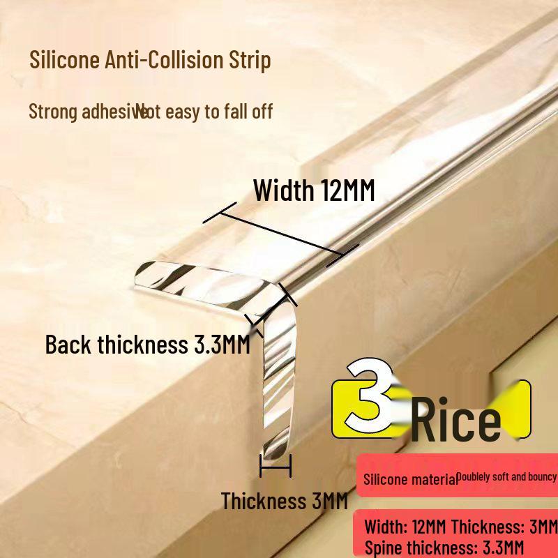 Self-Adhesive Transparent Silicone Corner Protector for Walls and Edges