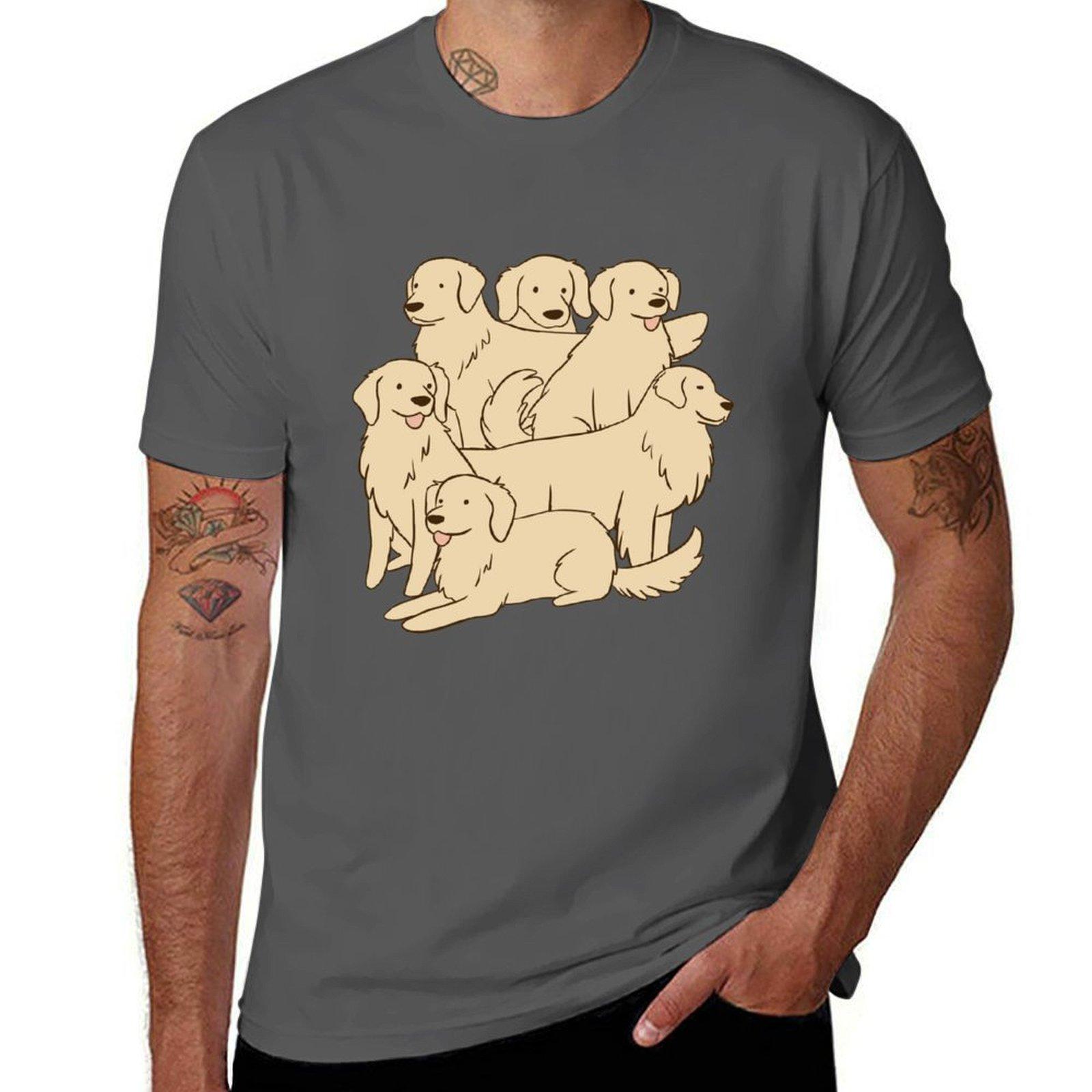 

Golden man tees t summer graphic t shirts dogs Cute cartoon T-Shirt illustration Retrievers shirt for man 4XL