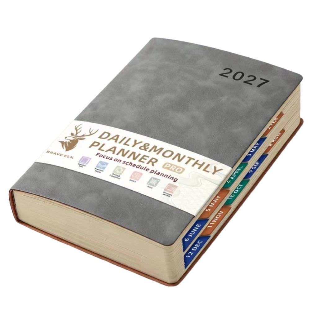 Wear-resistant 2027 Schedule Planner Notepad 12 Months Office Work Planner School Office Supplies Grey