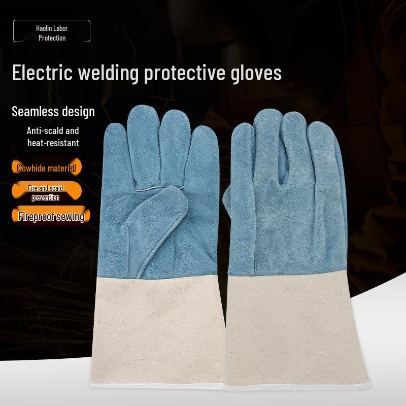 Thickened Cowhide Welding Gloves - Anti-Scald, Wear-Resistant, High-Temperature Resistant, Soft Protection for Welders