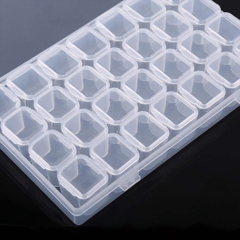 

Clear Plastic 28 Slots Adjustable Tablet Medicine Pill Jewelry Storage Organizer Box Container