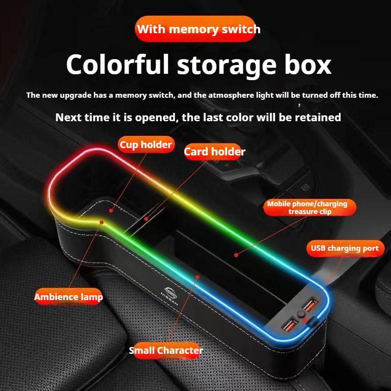 Nissan Nismo Qashqai Juke X-Trail Patrol Note Leaf Altima Maxima Micra DMurano Tiida Rogue Teana Pulsar Car Seat Slot Storage Box