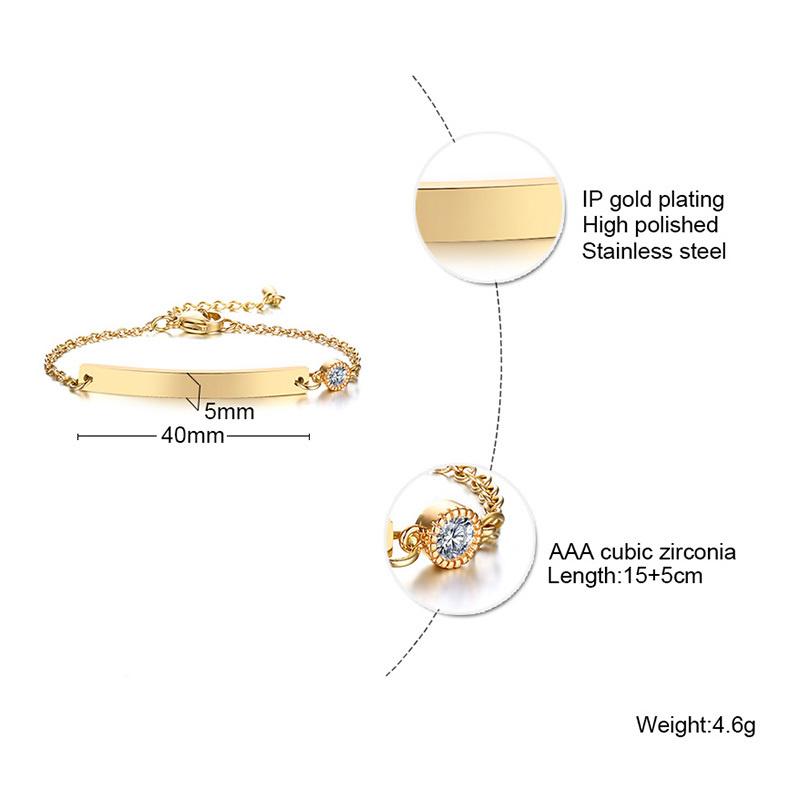 Elegant Personalized ID Bar Bracelets for Women 5mm Thin Stainless Steel Link Chain Custom Quotes BFF Bracelet Gift Jewelry