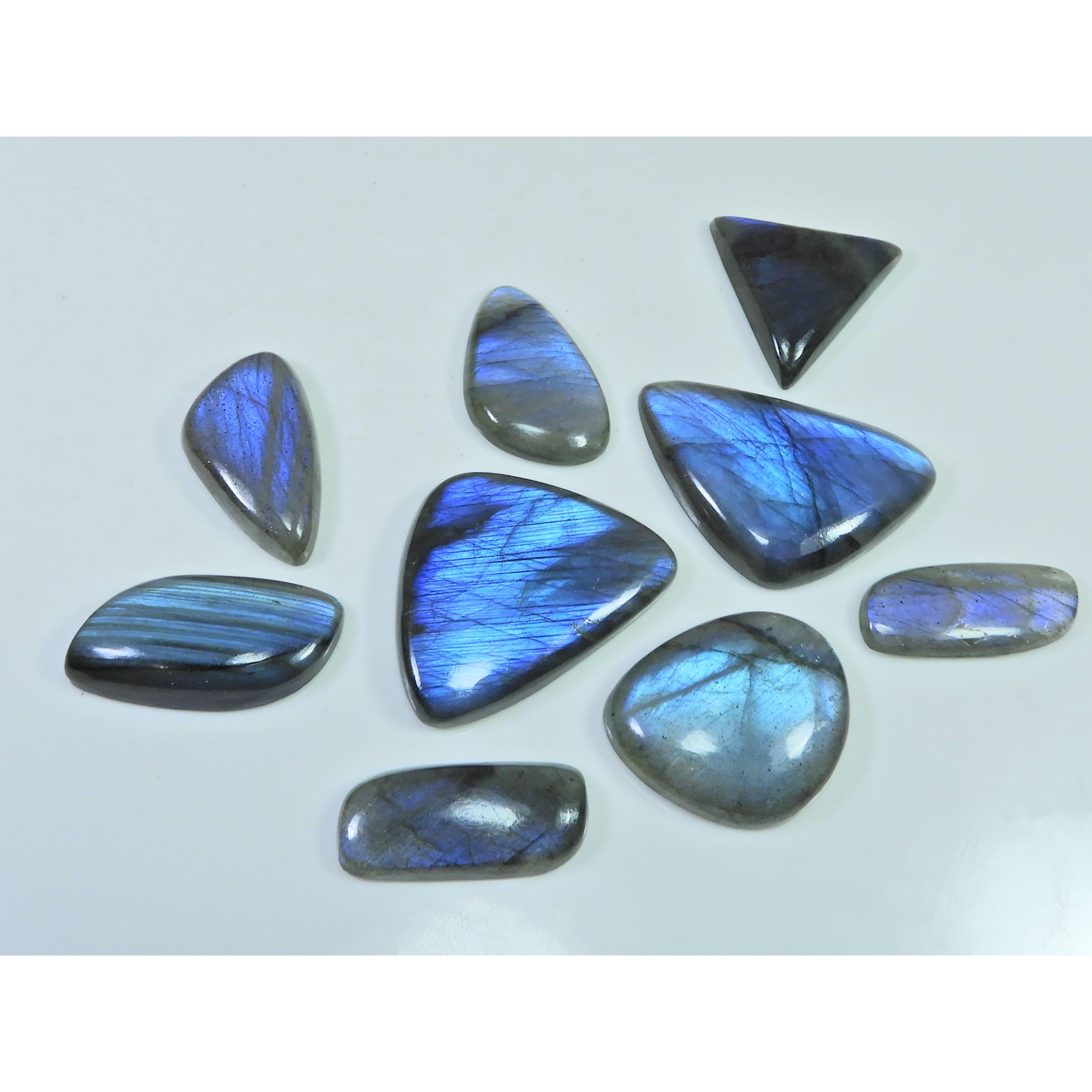 191Cts.Natural Labradorite Blue Flash Fancy Cabochon Loose Gemstone 9Pcs Lot LL-1078