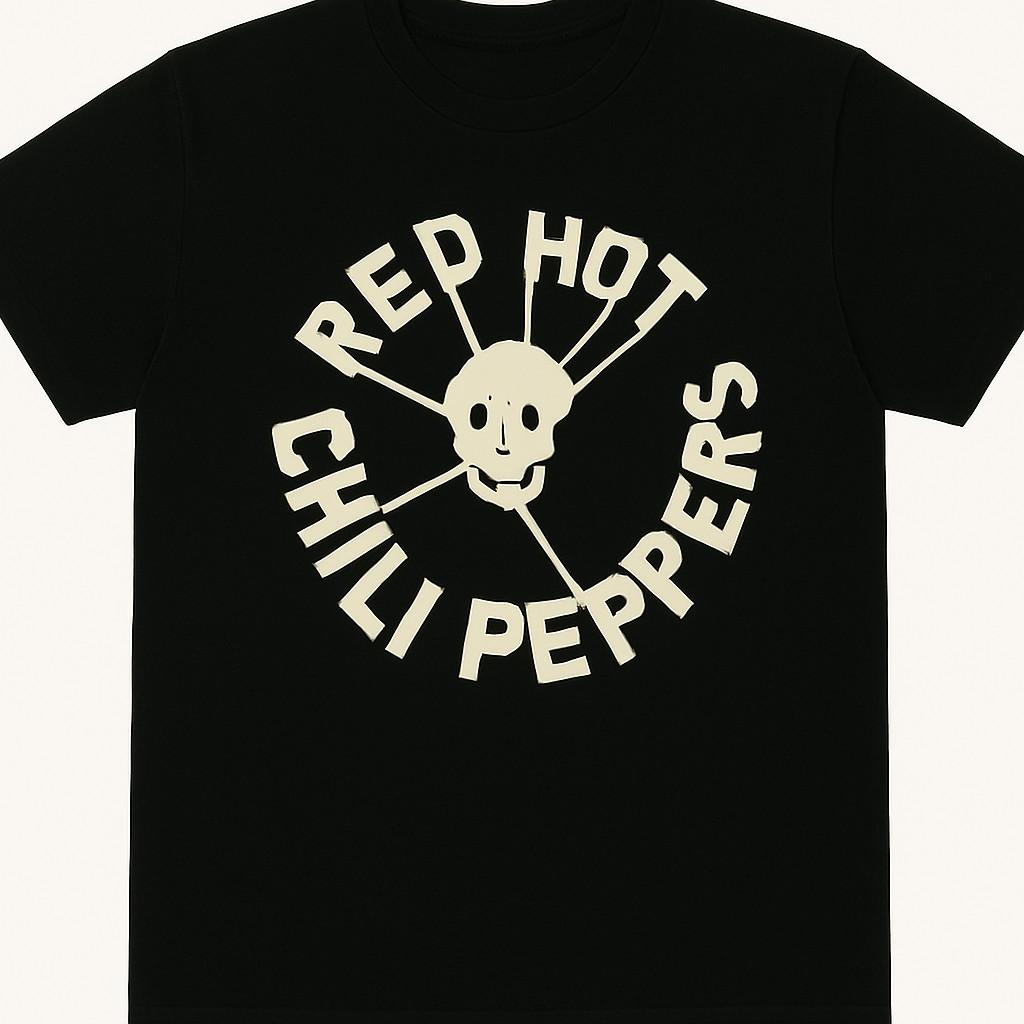 ** Red Hot Chilli Peppers Flea Skull Black  White T-shirt Official Licensed ** L