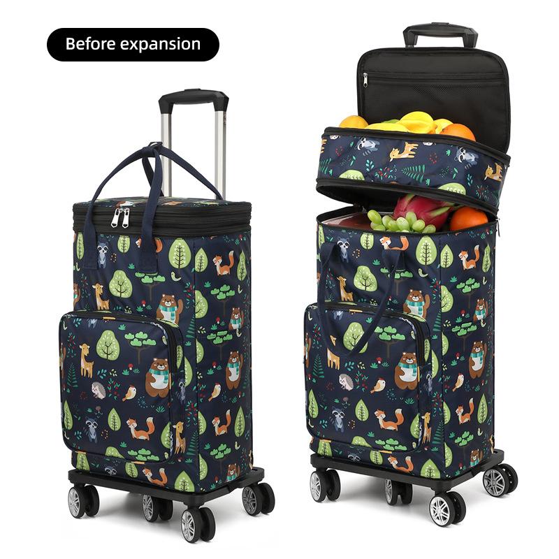 Telescopic Trolley Bag Supermarket Shopping Bag Folding Portable Lightweight Universal Wheel Travel Bag